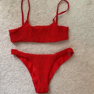 Red Zaful Smocked Bikini